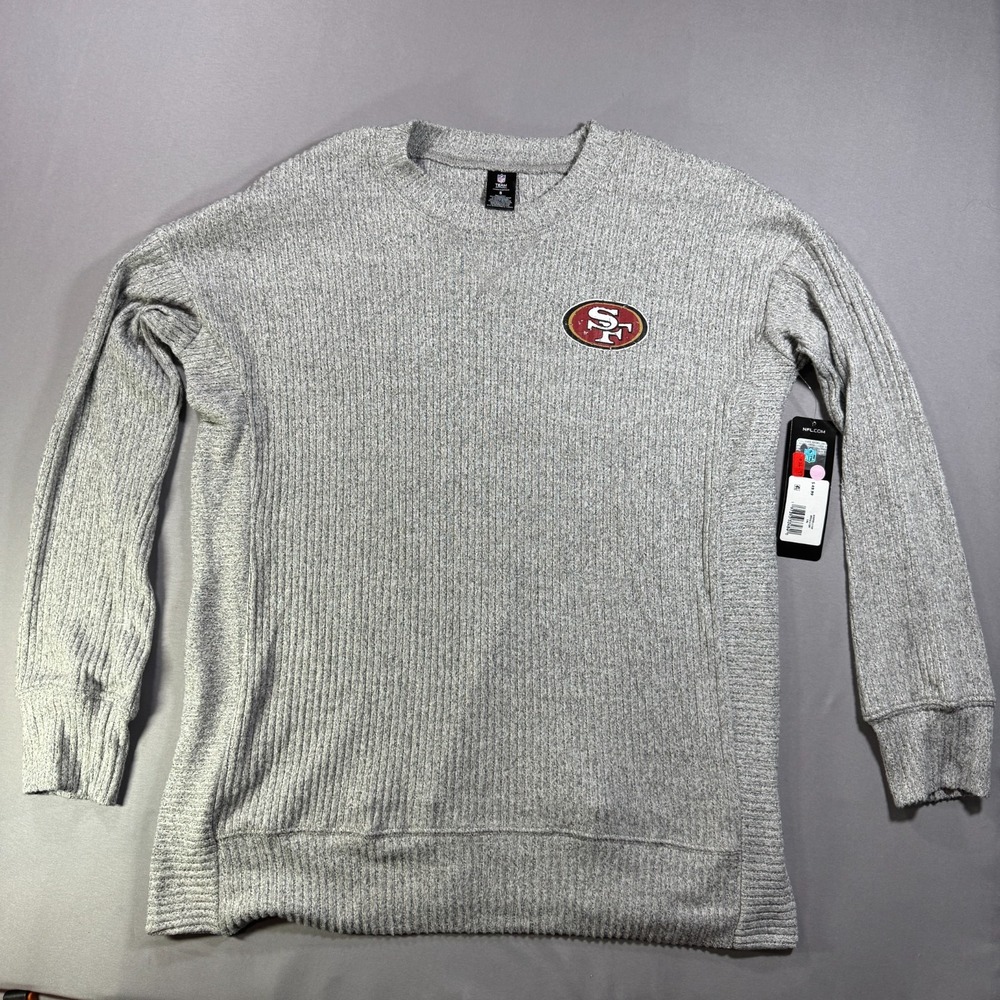 NFL San Francisco 49ers Womens Small Gray Ribbed Long Sleeve Sleep Top NWT